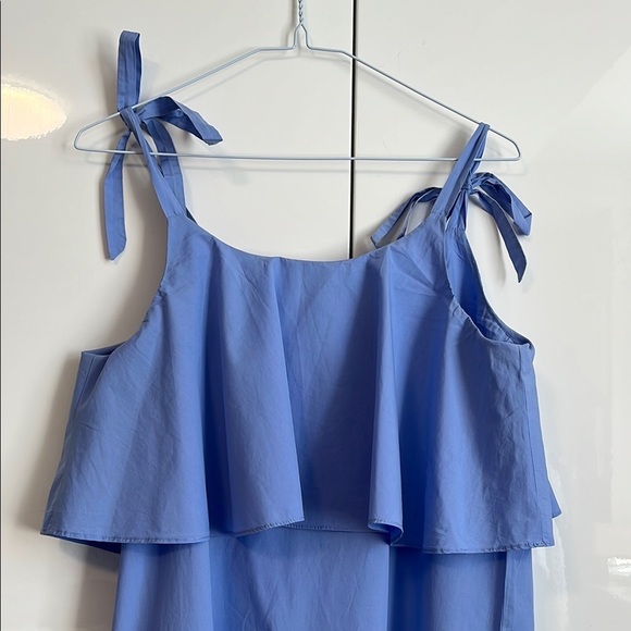 KAZO Blue Ruffle Midi Cotton Summer Dress, Size L - Picture 10 of 11
